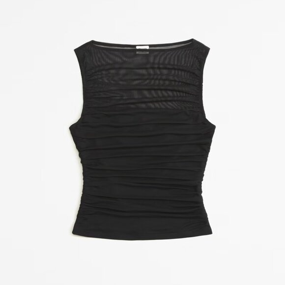 Mesh Ruched Slash Top - Picture 3 of 6